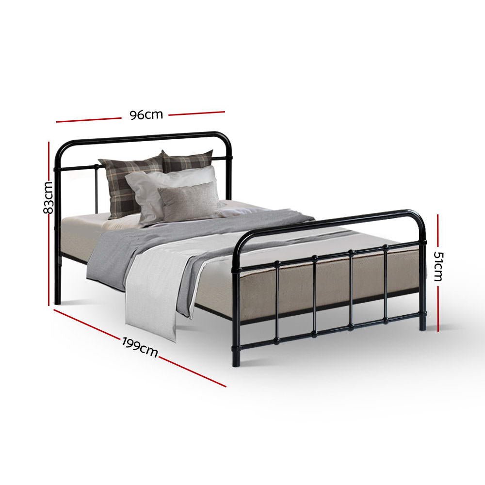 Single Package | Leo Metal Bed Frame Black & Bonita Pillow Top Mattress (Medium Firm) - Bedzy Australia