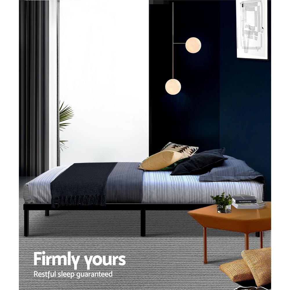 Single Package | Ted Metal Bed Black & Glay Bonnell Spring Mattress (Medium Firm) - Bedzy Australia