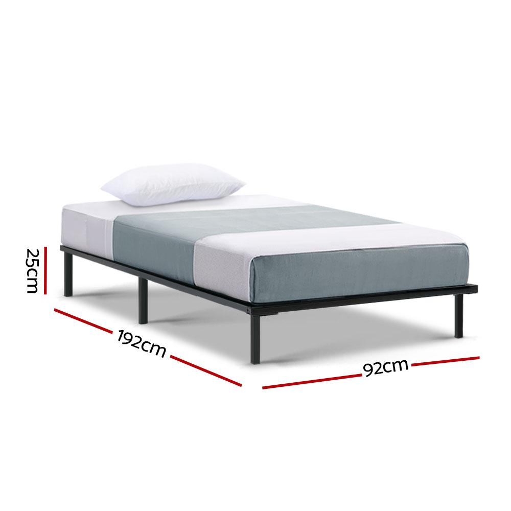 Single Package | Ted Metal Bed Black & Glay Bonnell Spring Mattress (Medium Firm) - Bedzy Australia