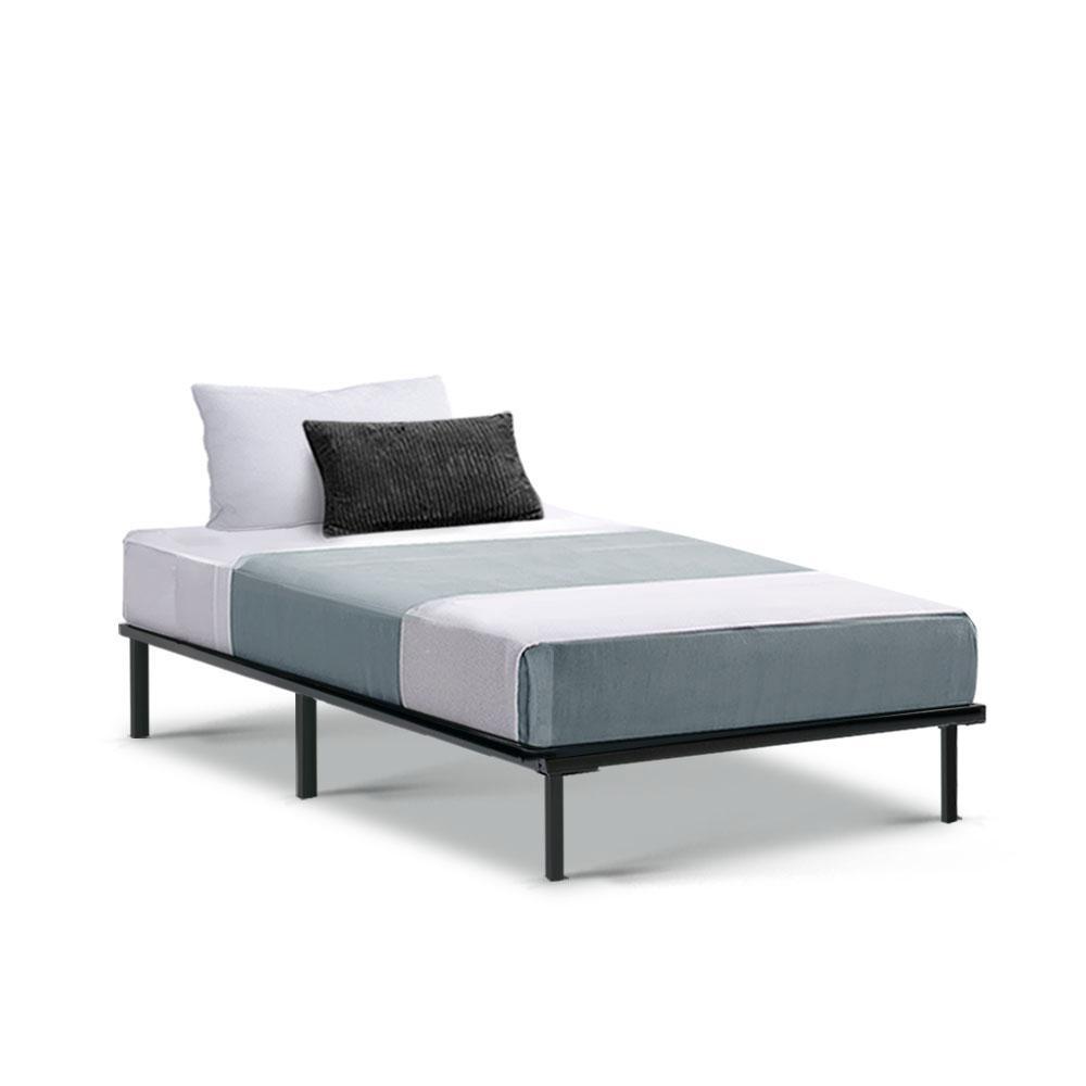 Single Package | Ted Metal Bed Black & Glay Bonnell Spring Mattress (Medium Firm) - Bedzy Australia