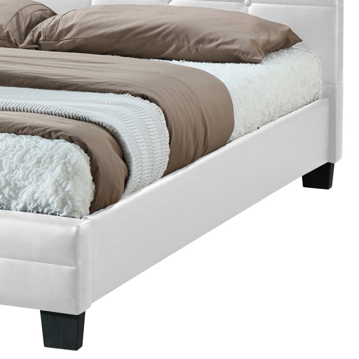 Soho PU Leather Double Bed Frame White - Bedzy Australia