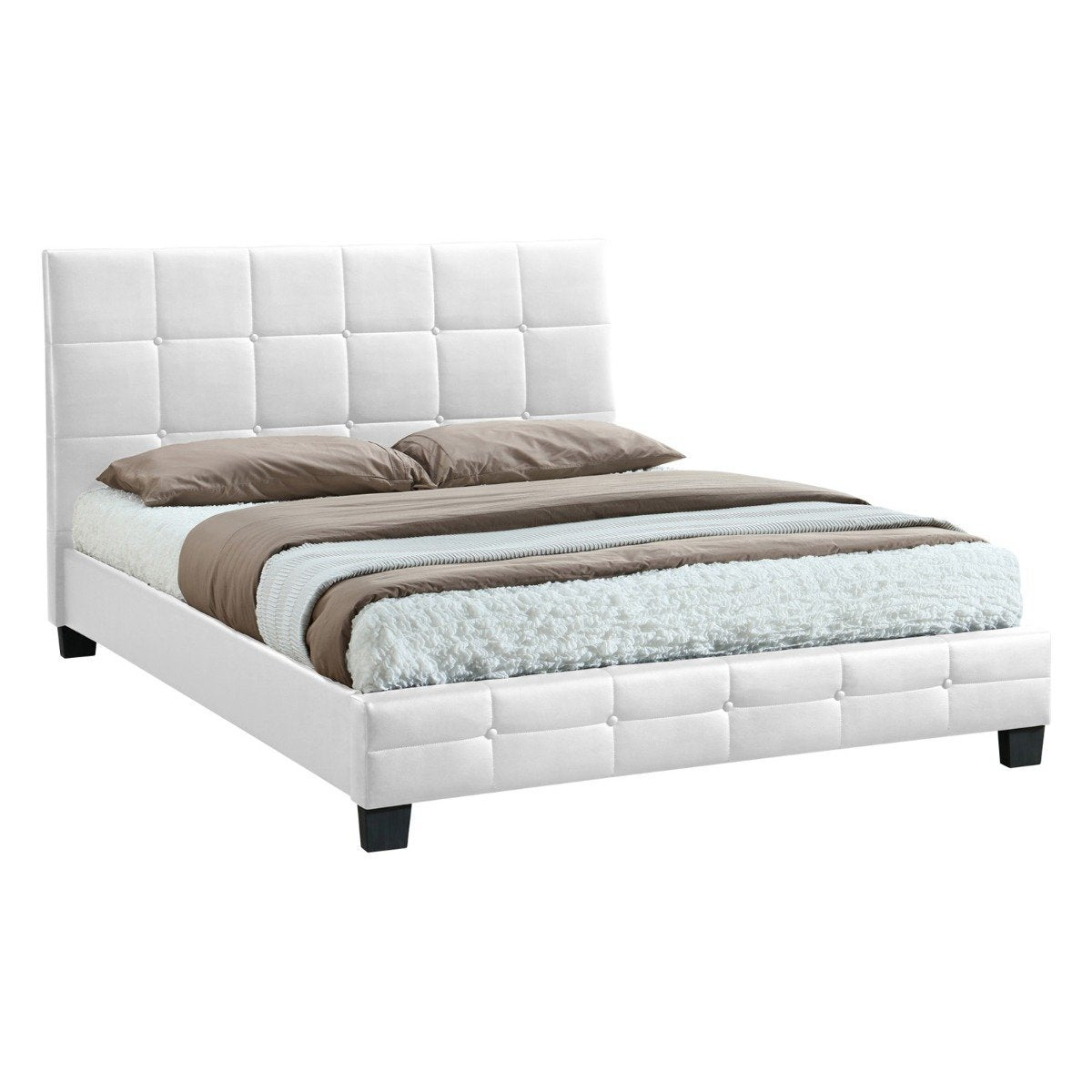 Soho PU Leather Double Bed Frame White - Bedzy Australia