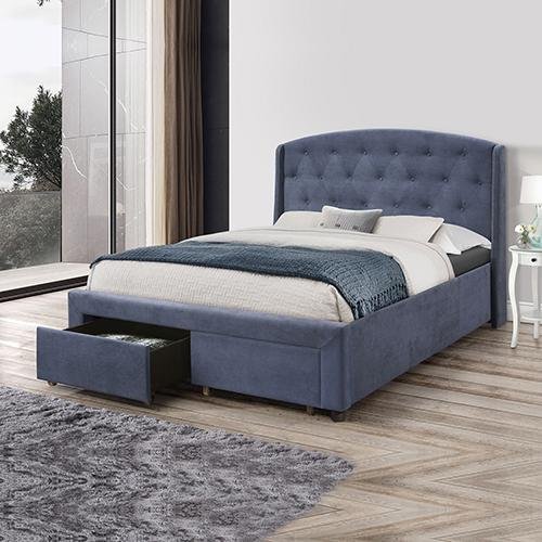 Stella King Bed Frame Navy Blue - Bedzy Australia