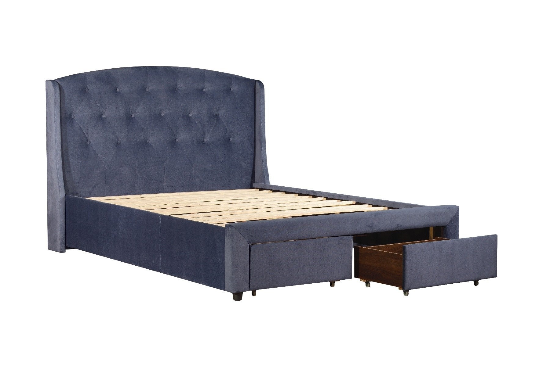 Stella Queen Bed Frame Navy Blue - Bedzy Australia