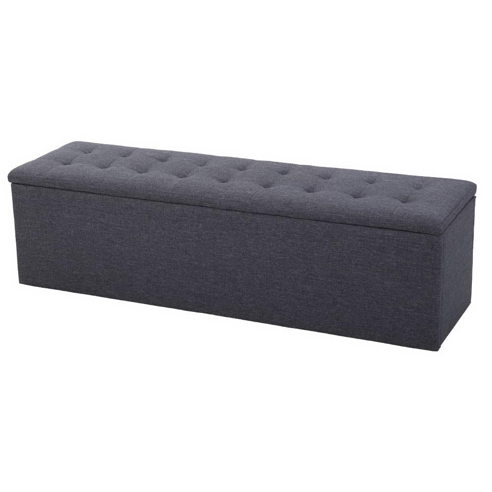 Storage Ottoman Blanket Box Linen Foot Stool Rest Chest Couch Grey - Bedzy Australia