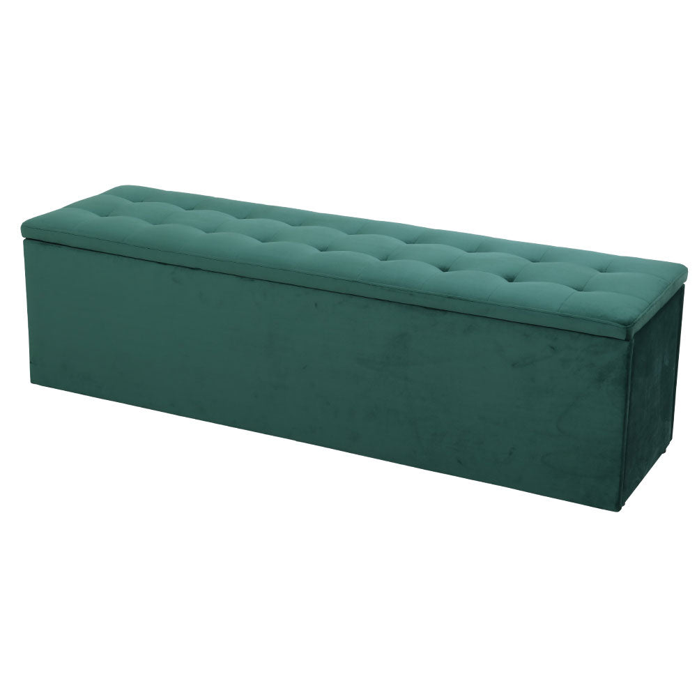 Storage Ottoman Blanket Box Velvet Foot Stool Rest Chest Couch Green - Bedzy Australia