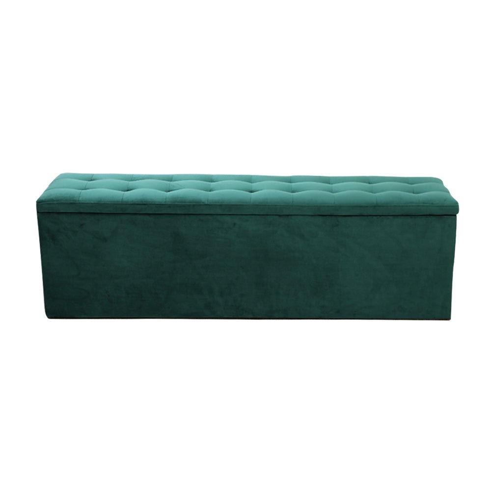 Storage Ottoman Blanket Box Velvet Foot Stool Rest Chest Couch Green - Bedzy Australia