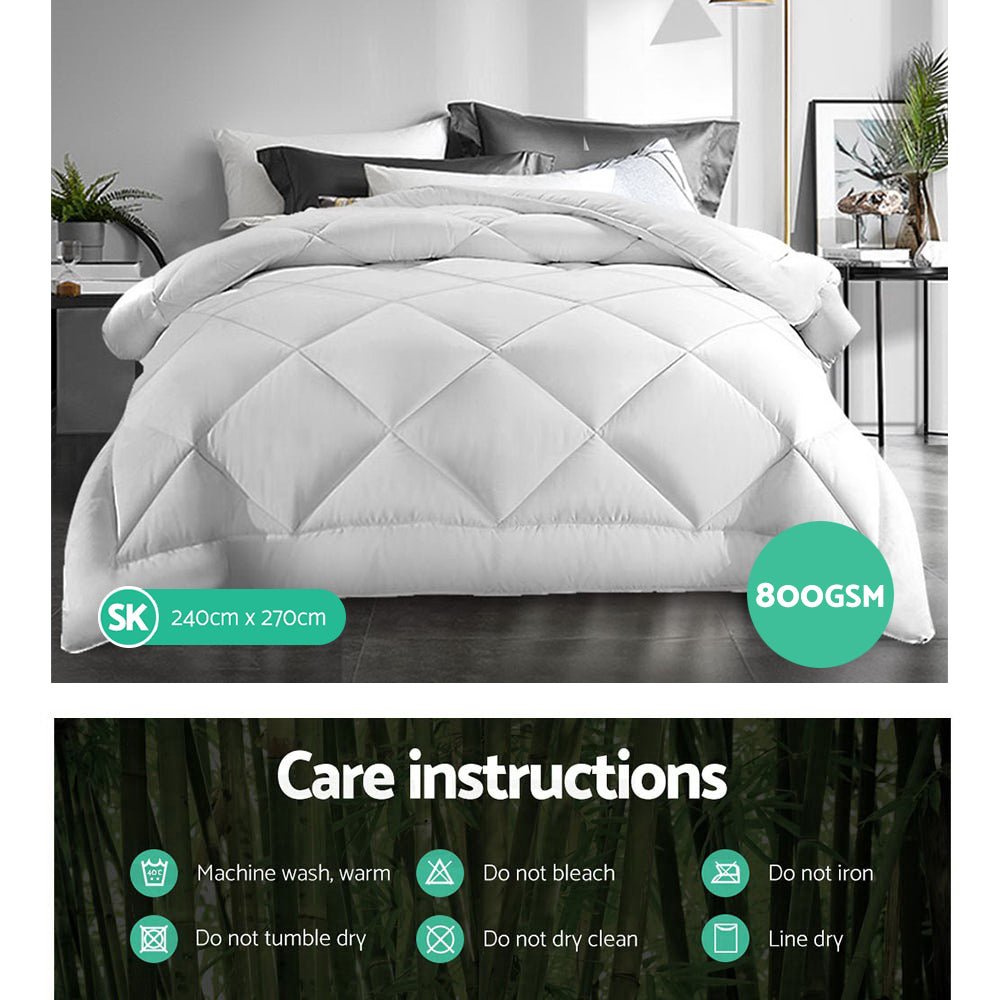 Super King 800GSM Microfibre Bamboo Microfiber Quilt - Home & Garden > Bedding - Bedzy Australia