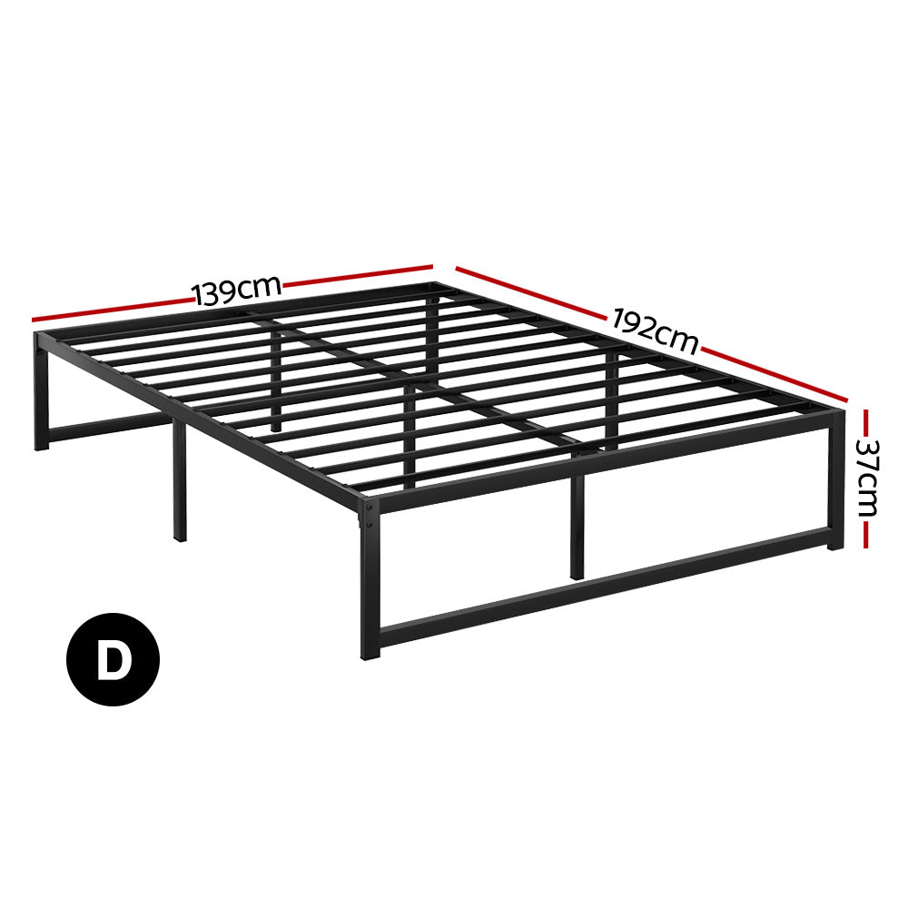 Tino Metal Double Bed Base Black (Metal Slats) - Furniture > Bedroom - Bedzy Australia