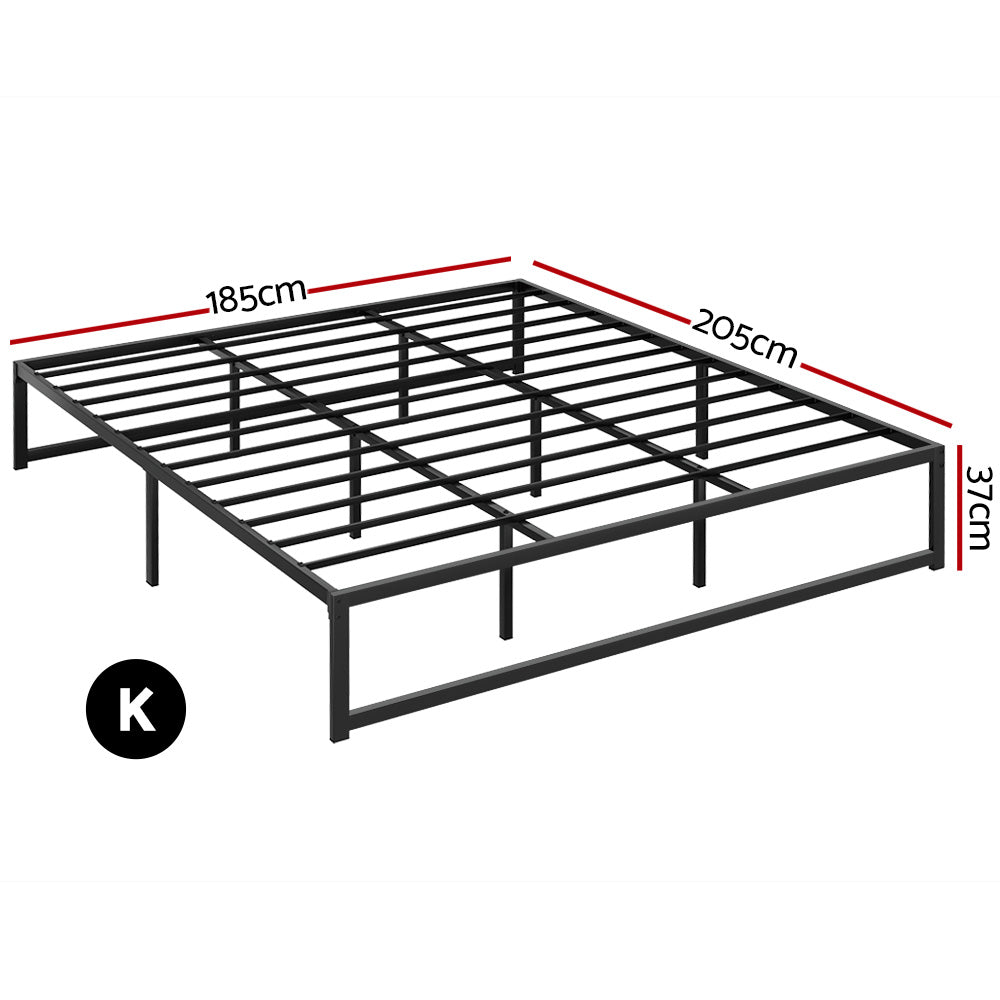 Tino Metal King Bed Base Black (Metal Slats) - Furniture > Bedroom - Bedzy Australia