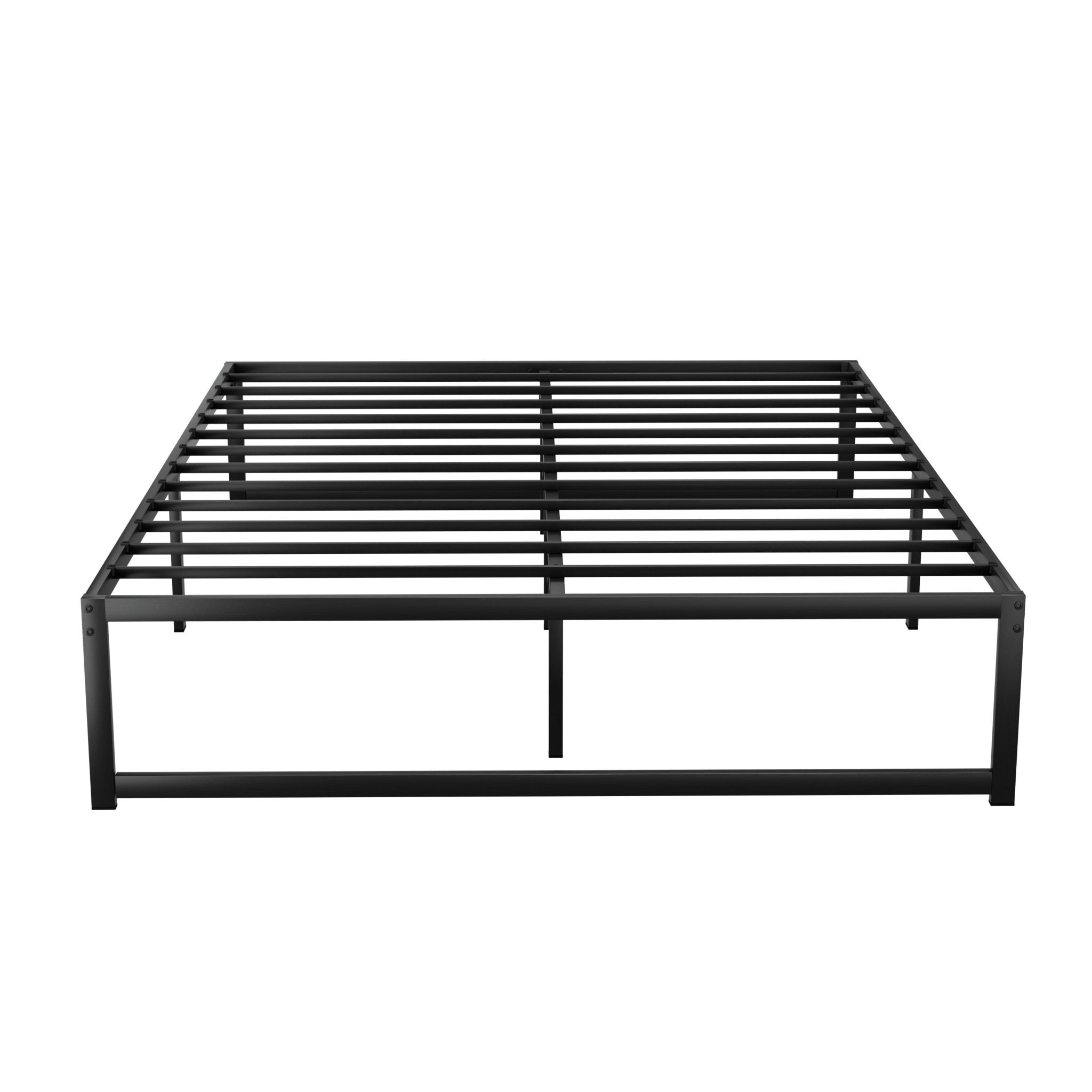 Tino Metal Queen Bed Base Black (Metal Slats) - Furniture > Bedroom - Bedzy Australia