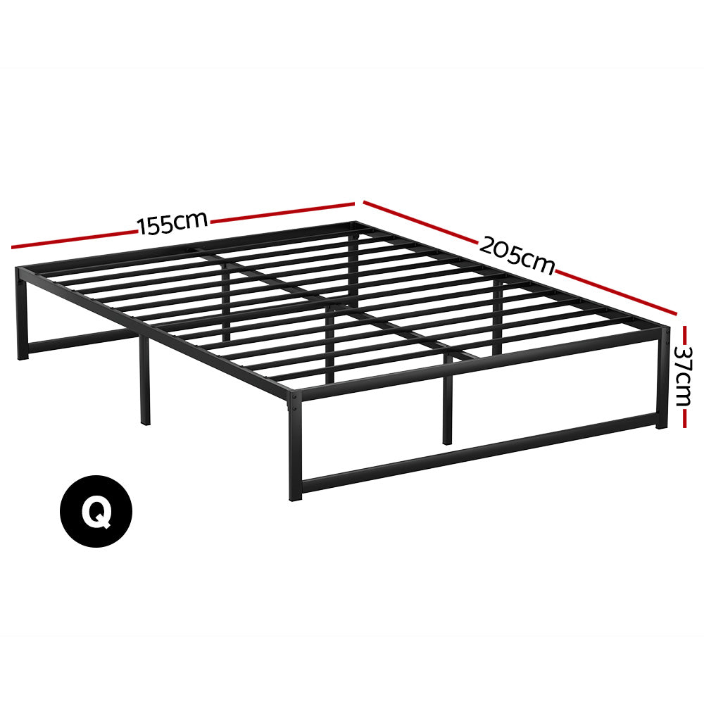 Tino Metal Queen Bed Base Black (Metal Slats) - Furniture > Bedroom - Bedzy Australia