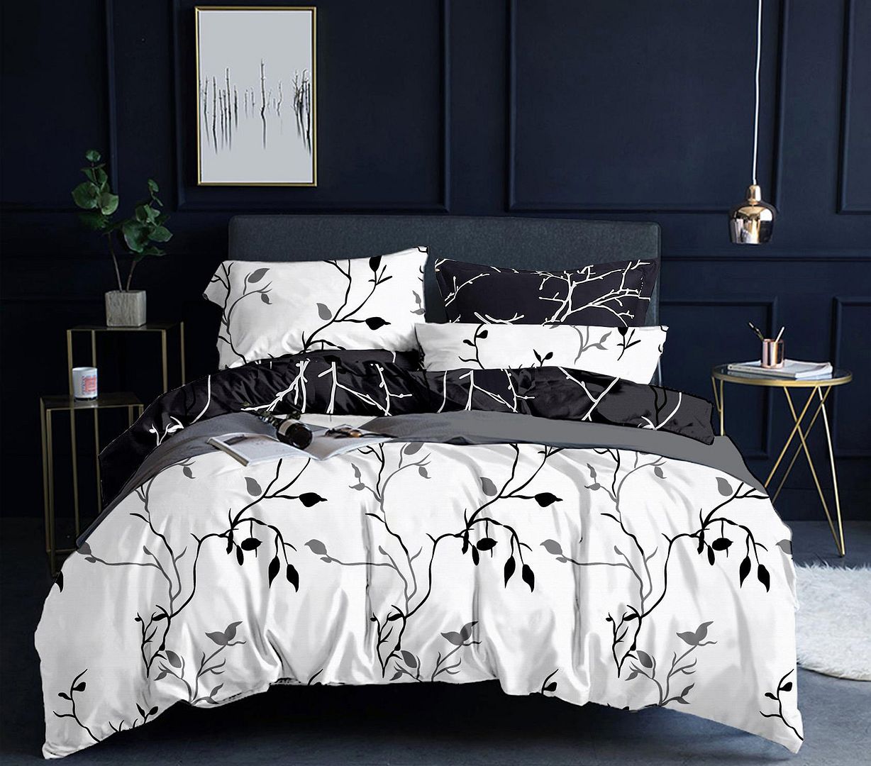 Tree Reversible Double Size White Duvet Doona Quilt Cover Set - Home & Garden > Bedding - Bedzy Australia