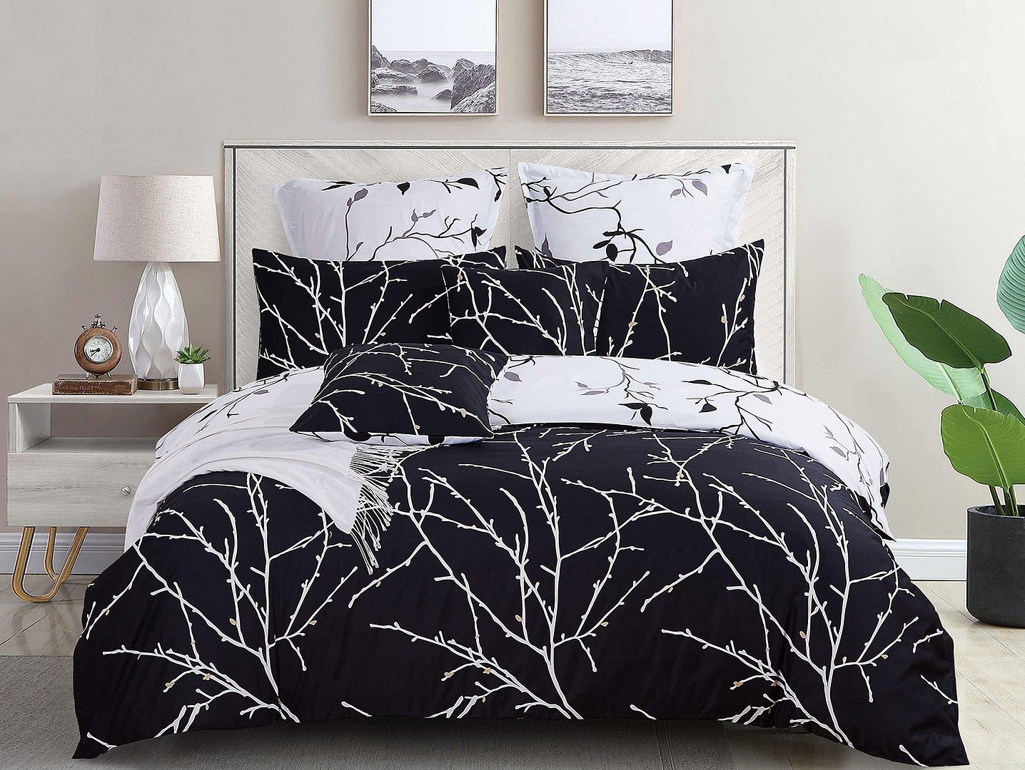 Tree Reversible Double Size White Duvet Doona Quilt Cover Set - Home & Garden > Bedding - Bedzy Australia