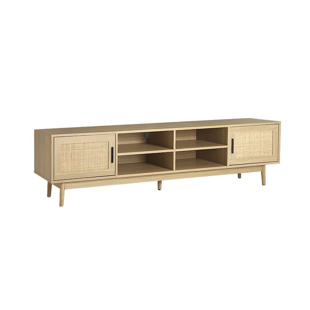 TV Cabinet Entertainment Unit Storage Cabinets Rattan Wooden 180CM - Bedzy Australia