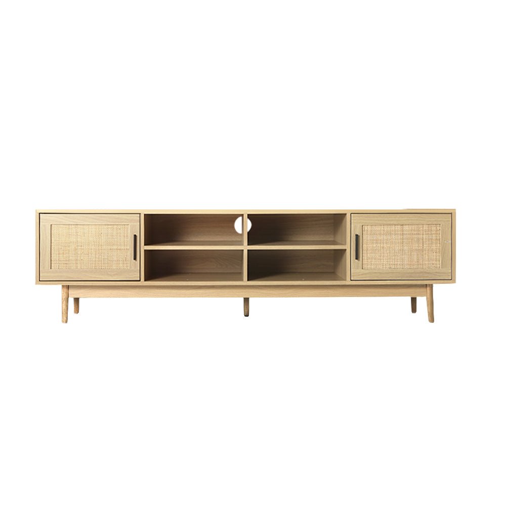 TV Cabinet Entertainment Unit Storage Cabinets Rattan Wooden 180CM - Bedzy Australia