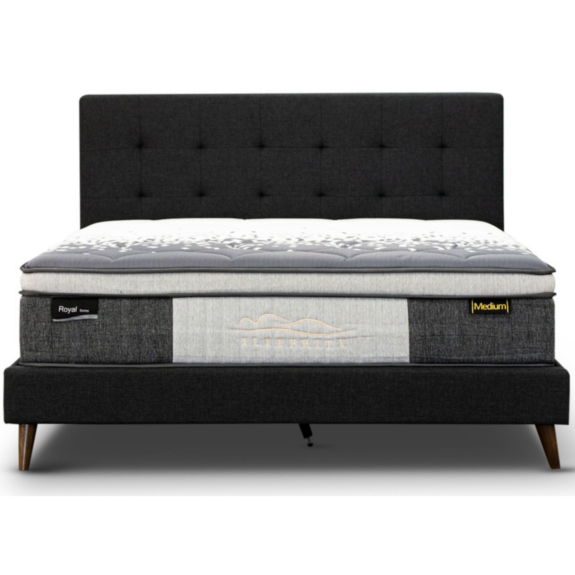 Tweed Queen Bed Frame Charcoal - Furniture > Bedroom - Bedzy Australia