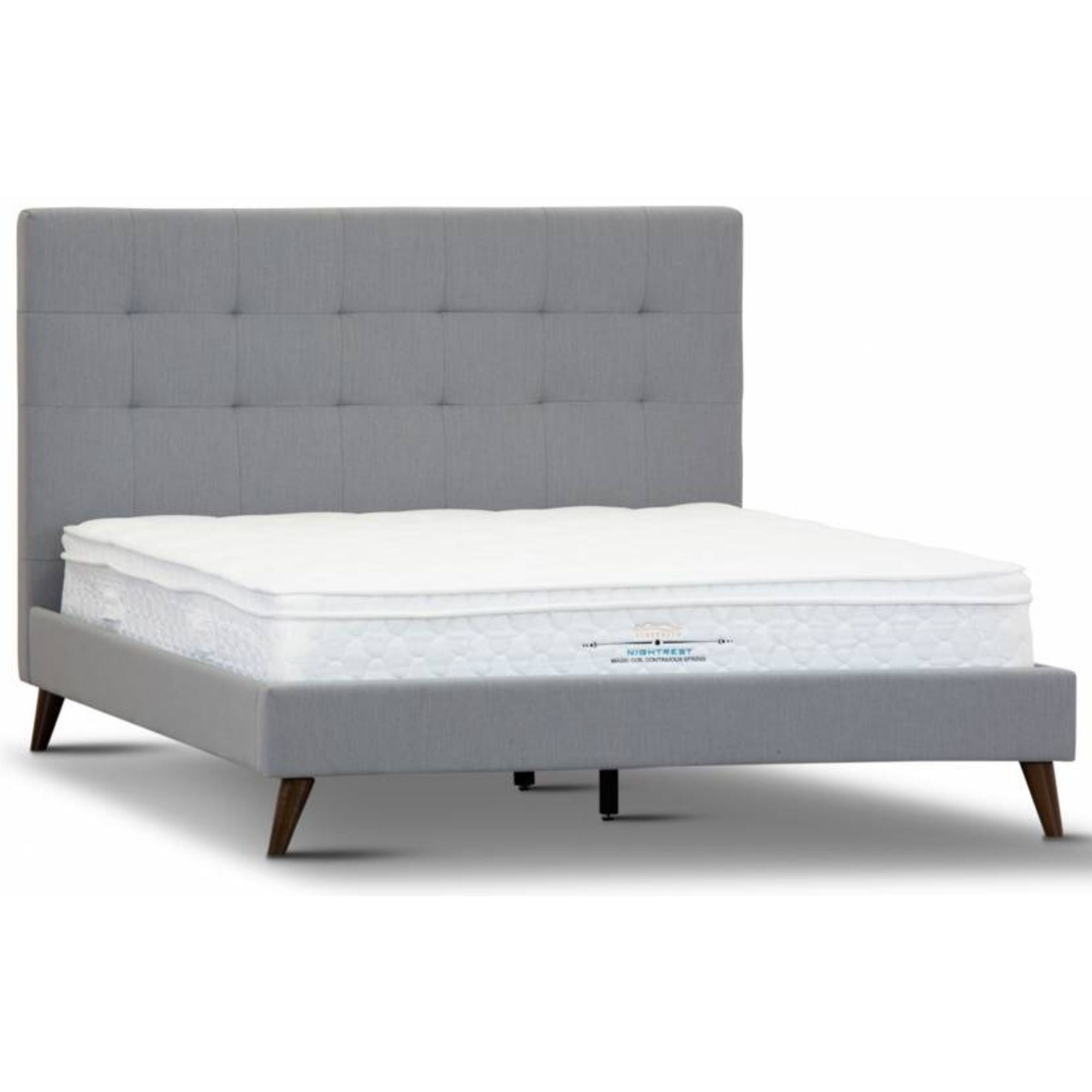 Tweed Queen Bed Frame Grey - Furniture > Bedroom - Bedzy Australia