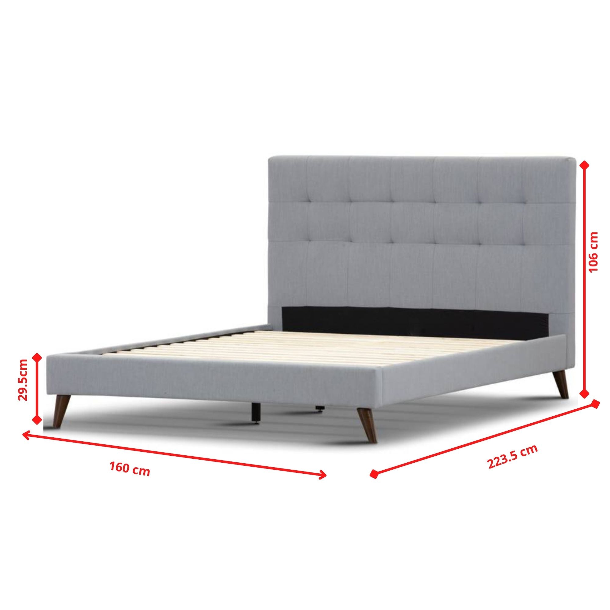 Tweed Queen Bed Frame Grey - Furniture > Bedroom - Bedzy Australia