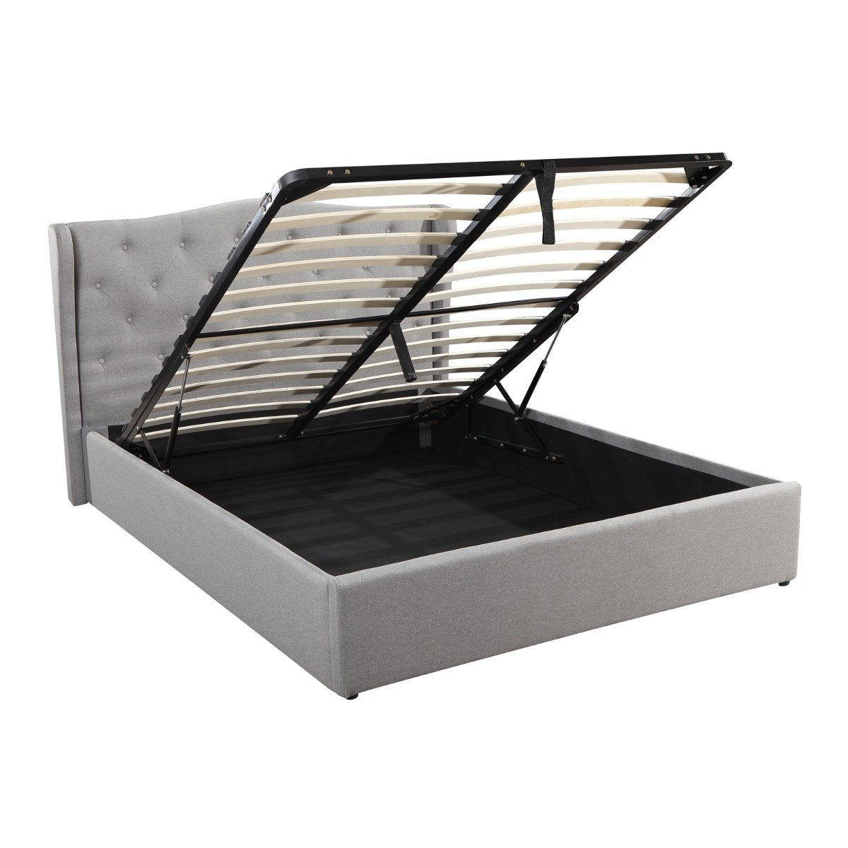 Verona Gas Lift Queen Bed Frame Grey - Bedzy Australia