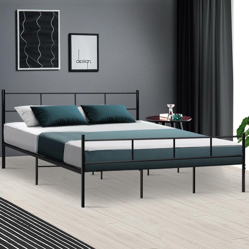 Wategos Metal King Bed Frame Black - Bedzy Australia