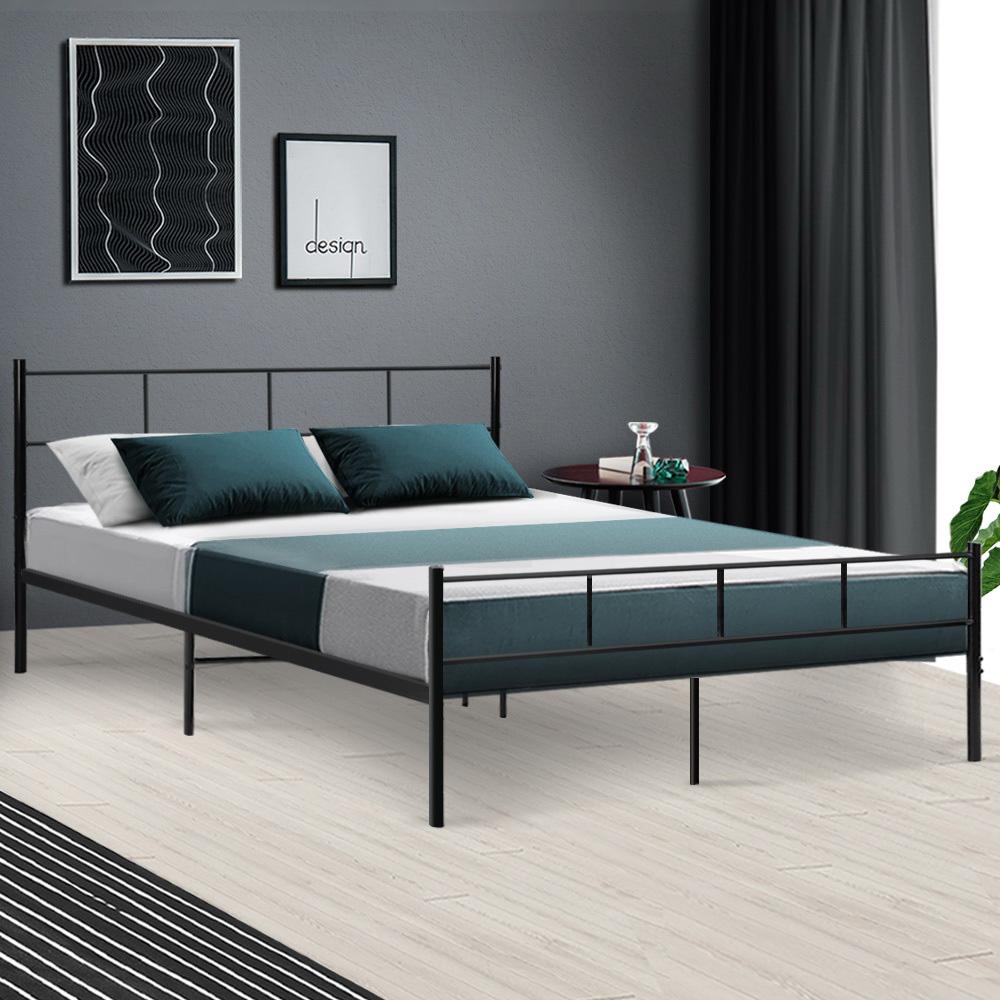 Wategos Metal Queen Bed Frame Black - Bedzy Australia