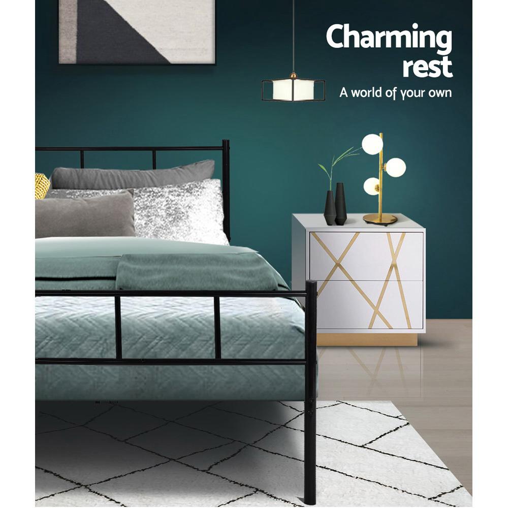 Wategos Metal Single Bed Frame Black - Bedzy Australia