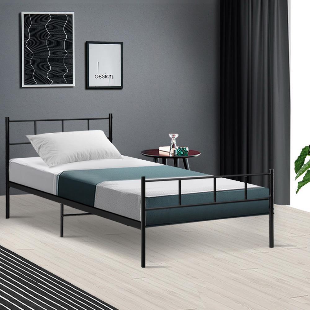 Wategos Metal Single Bed Frame Black - Bedzy Australia