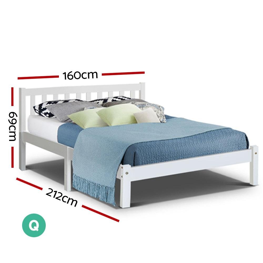 Whitehaven Wooden Queen Bed Frame White - Bedzy Australia