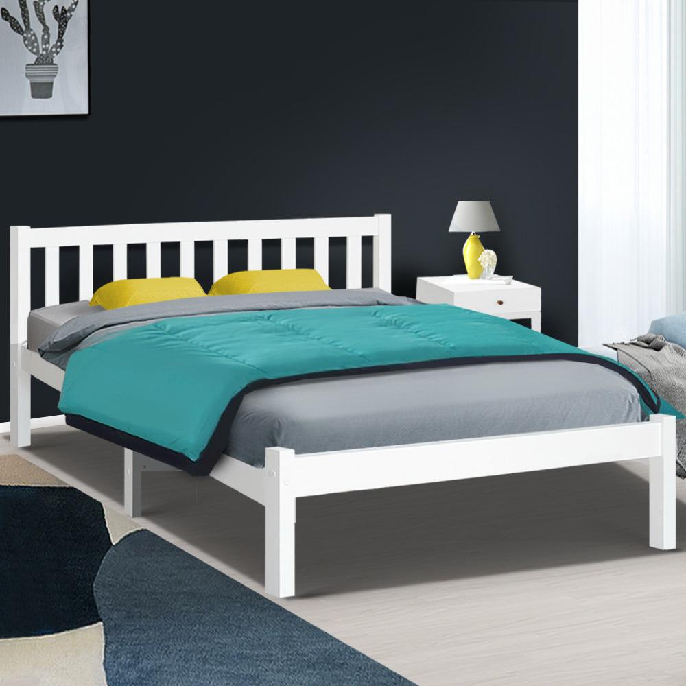 Whitehaven Wooden Queen Bed Frame White - Bedzy Australia