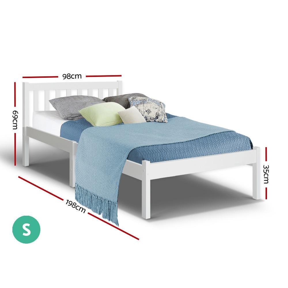 Whitehaven Wooden Single Bed Frame White - Bedzy Australia