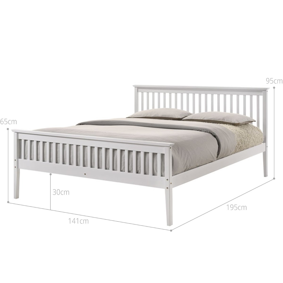 Wooden Double Bed Frame White - Bedzy Australia