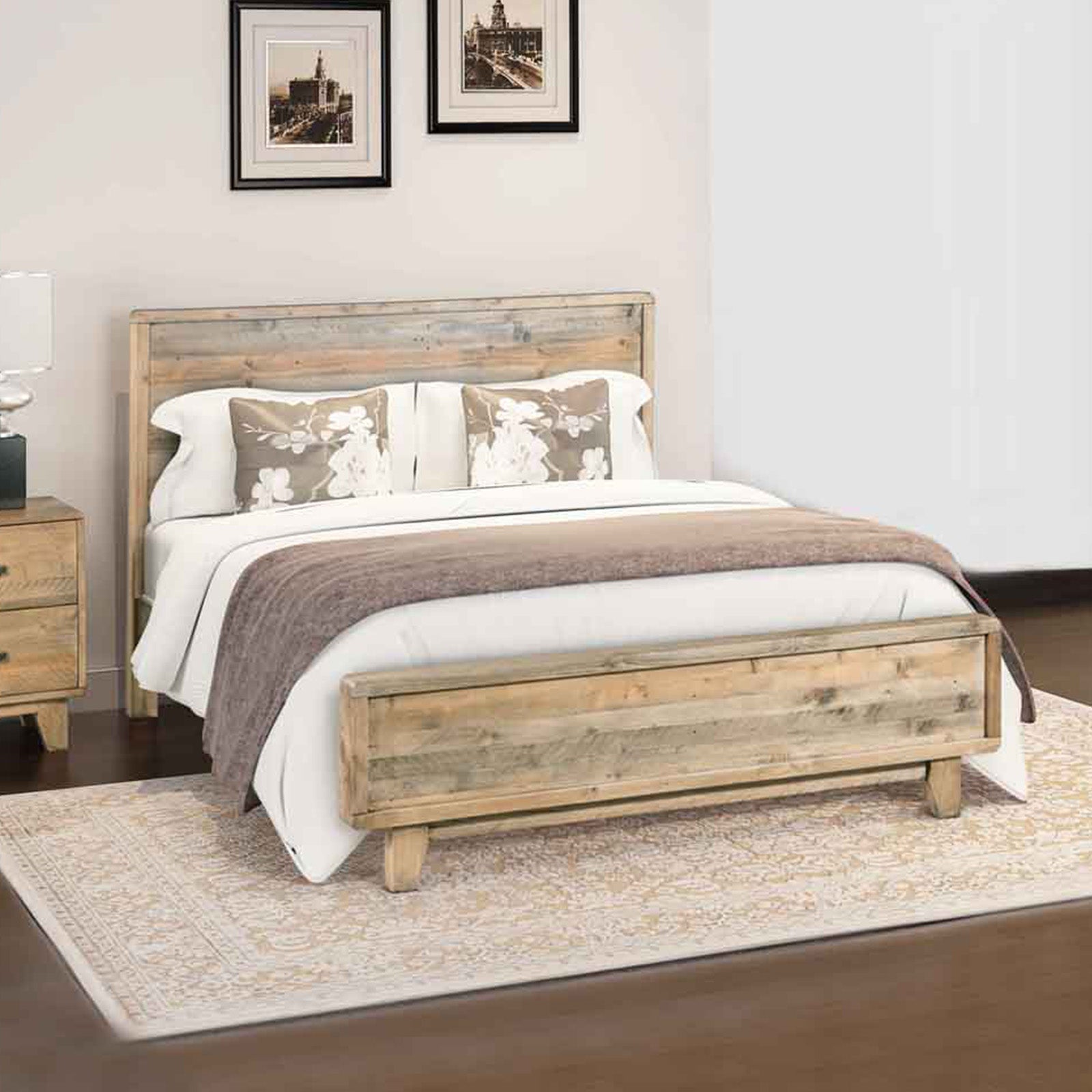 Wooldland Double Size Wooden Bed Frame - Light Brown - Furniture > Bedroom - Bedzy Australia